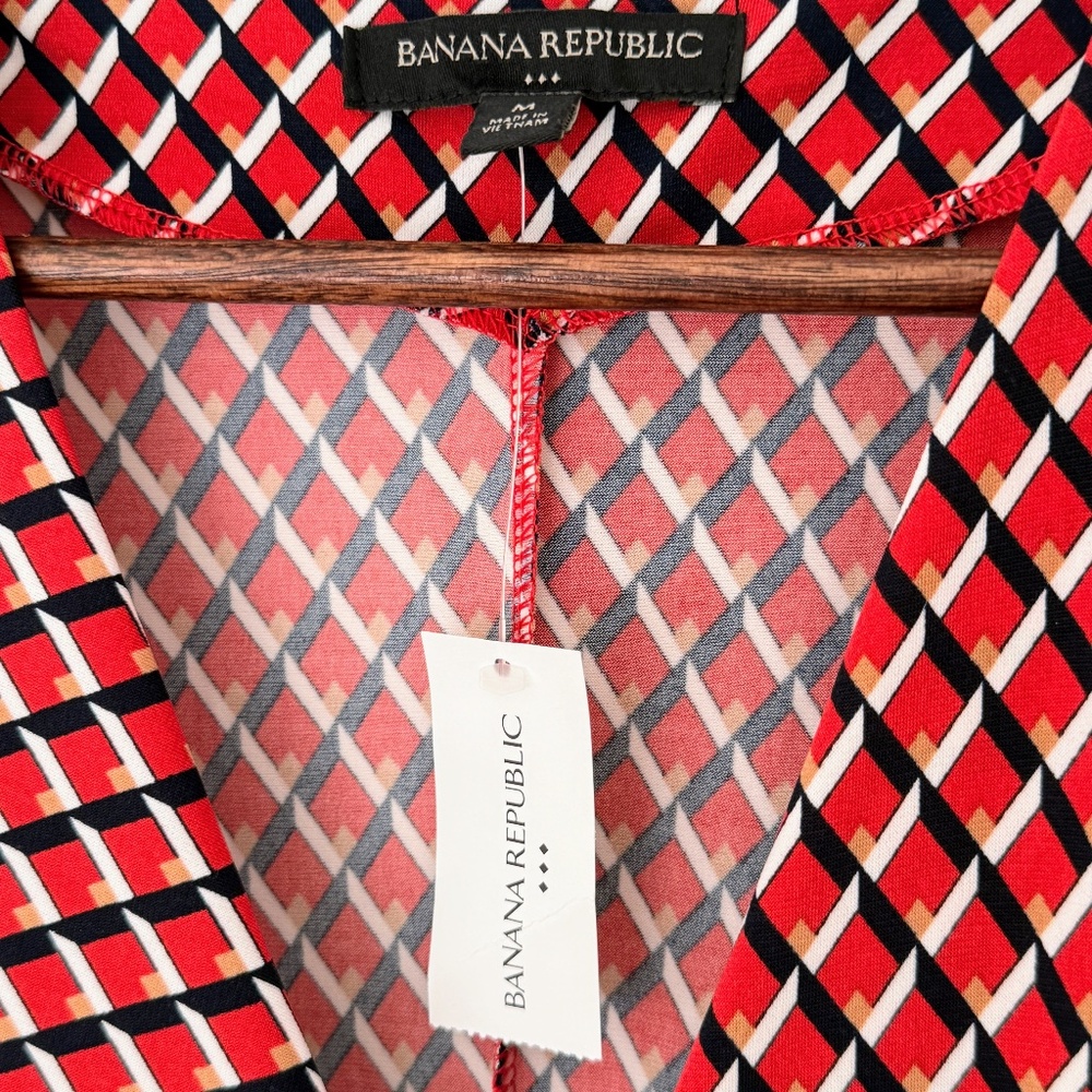 NWT Banana Republic Factory Sleeveless Work Dress - Red/Black Geometric - Size M - Picture 3 of 9